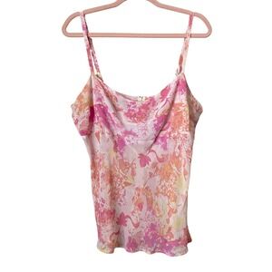 Vintage Y2K Floral Babydoll Camisole Cami Top Cinnamon Girl XL Pink Made Hawaii